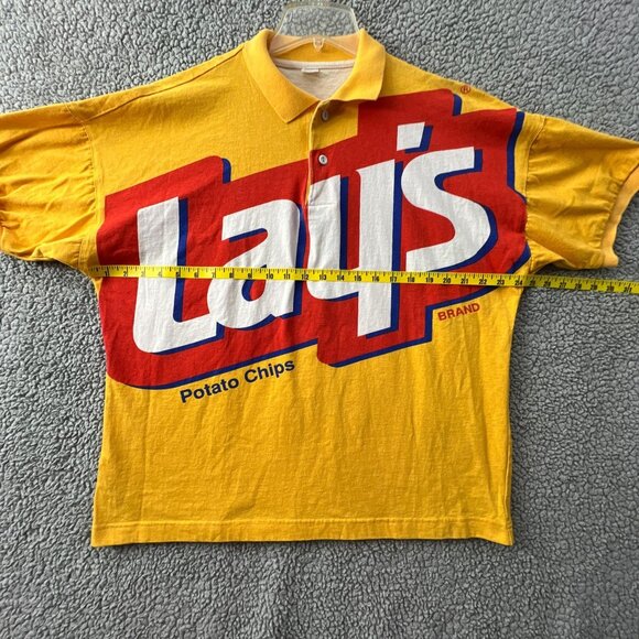 Vintage Lay's Potato Chips Polo Shirt Challenge 93 Mens Large Yellow Spell Out - Picture 8 of 11